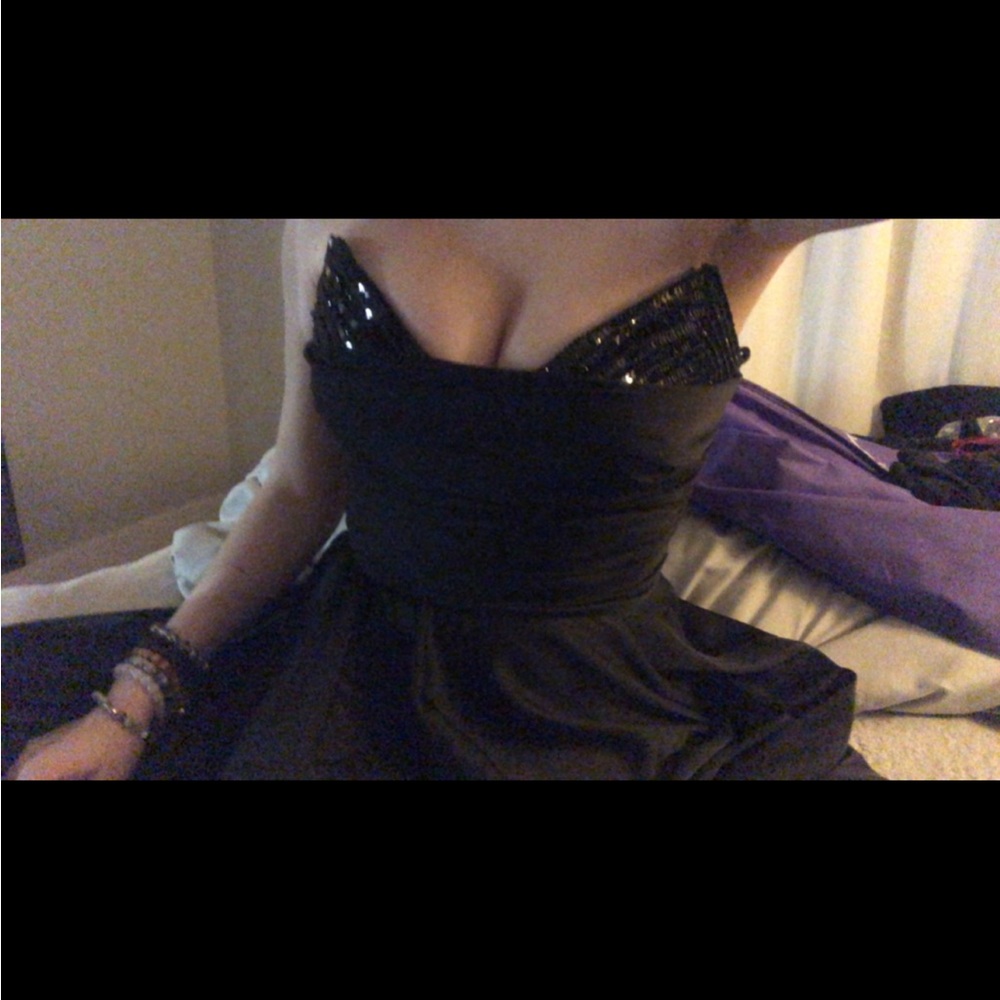 strapless black dress from whatchamacallit